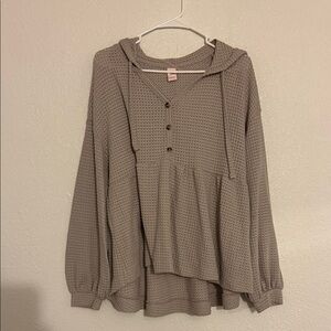 SO Women's Taupe Waffle Knit Hoodie